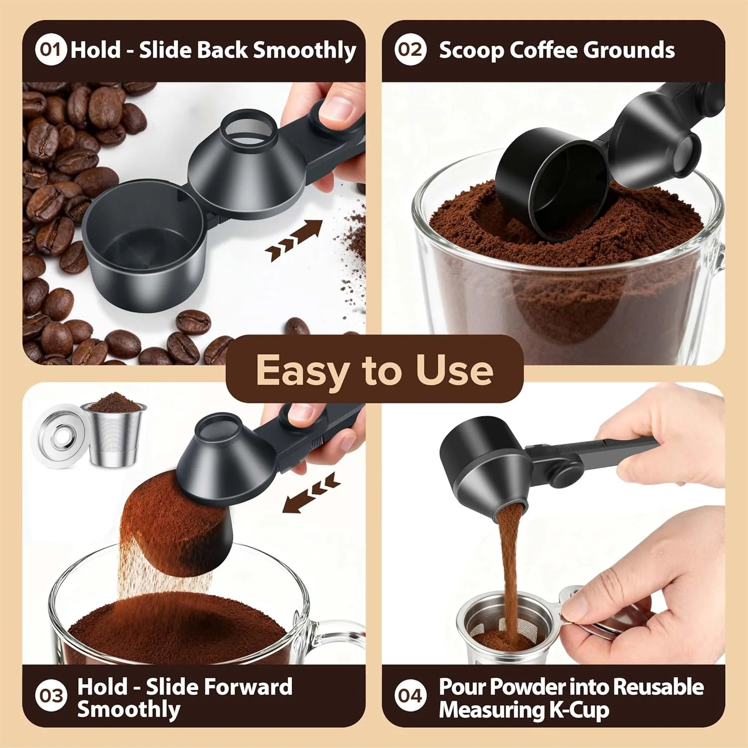 SmartFill™ Multi-Purpose Measuring Scoop & Funnel – Easy Filling Tool for Coffee, Protein Powder, Tea & More