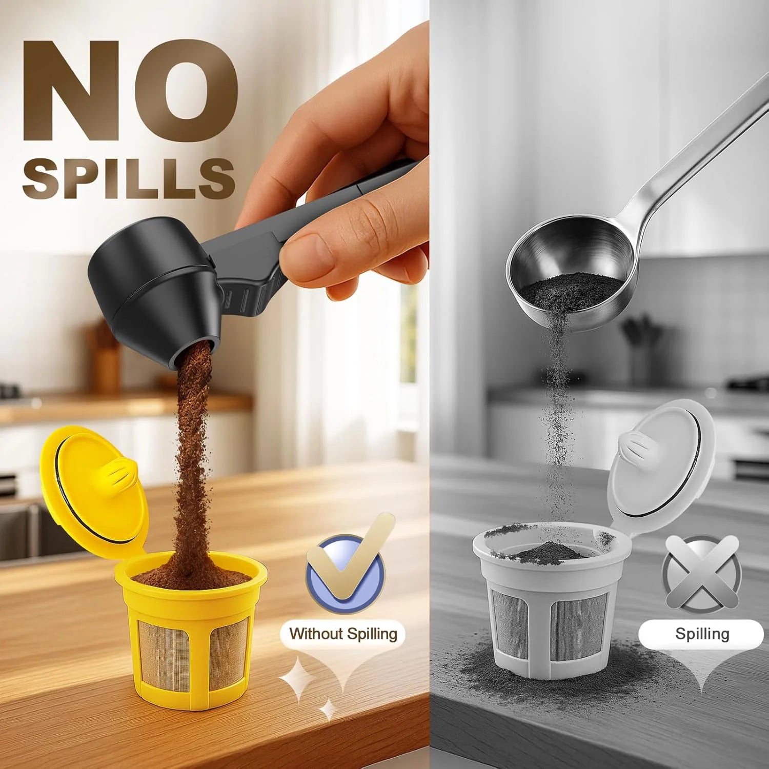SmartFill™ Multi-Purpose Measuring Scoop & Funnel – Easy Filling Tool for Coffee, Protein Powder, Tea & More
