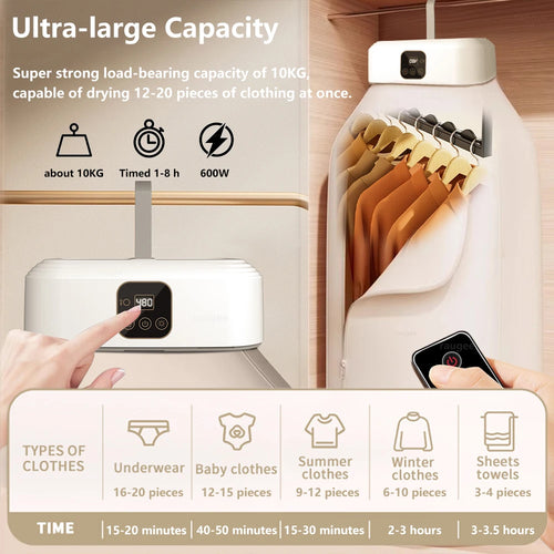 SmartFold™ Portable Clothes Dryer | UV Sterilization Foldable Laundry Dryer
