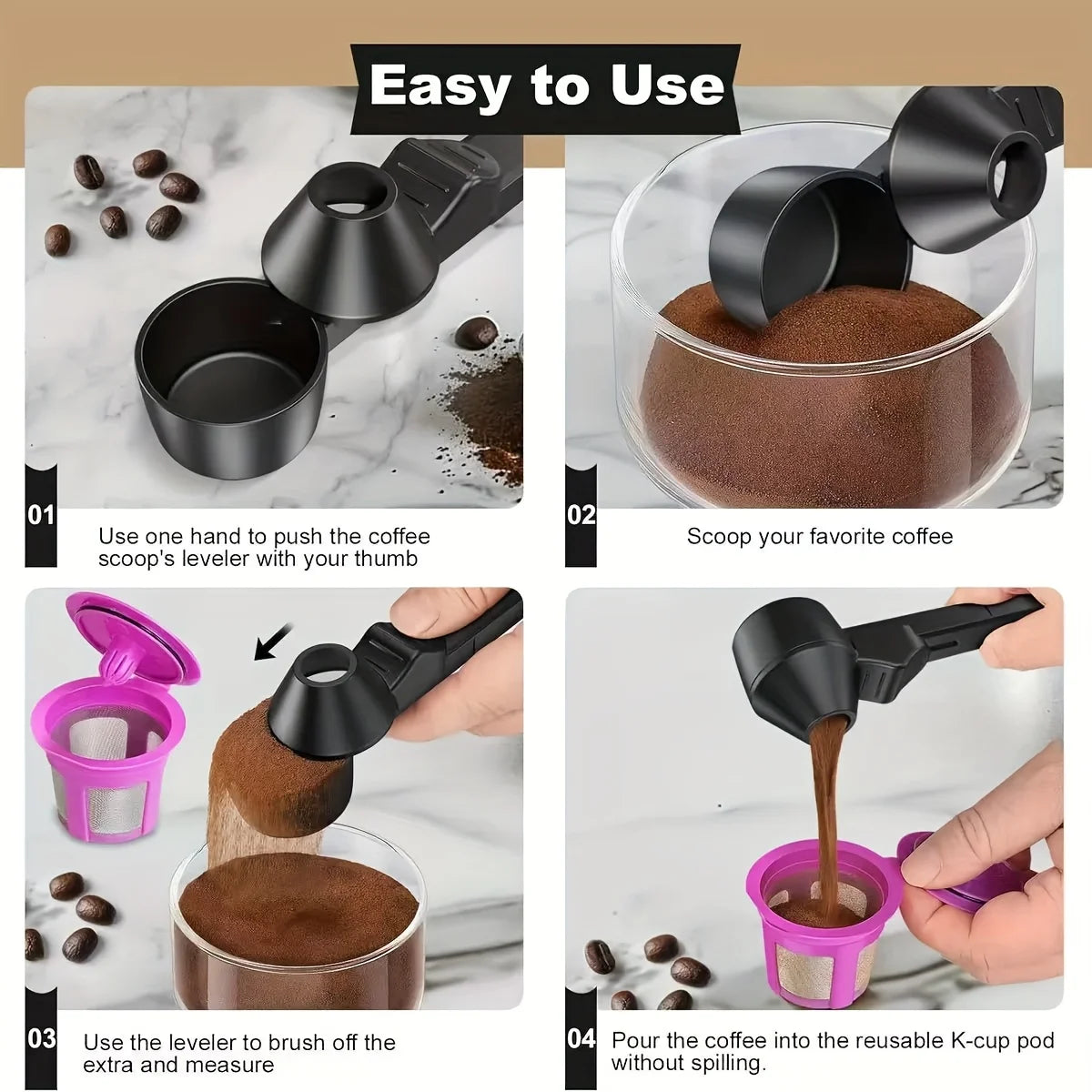 SmartFill™ Multi-Purpose Measuring Scoop & Funnel – Easy Filling Tool for Coffee, Protein Powder, Tea & More