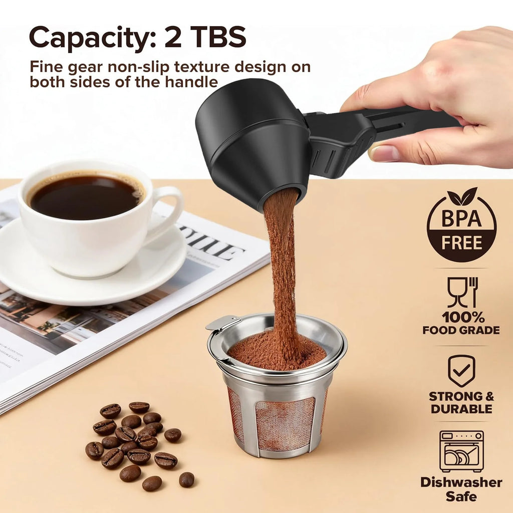 SmartFill™ Multi-Purpose Measuring Scoop & Funnel – Easy Filling Tool for Coffee, Protein Powder, Tea & More