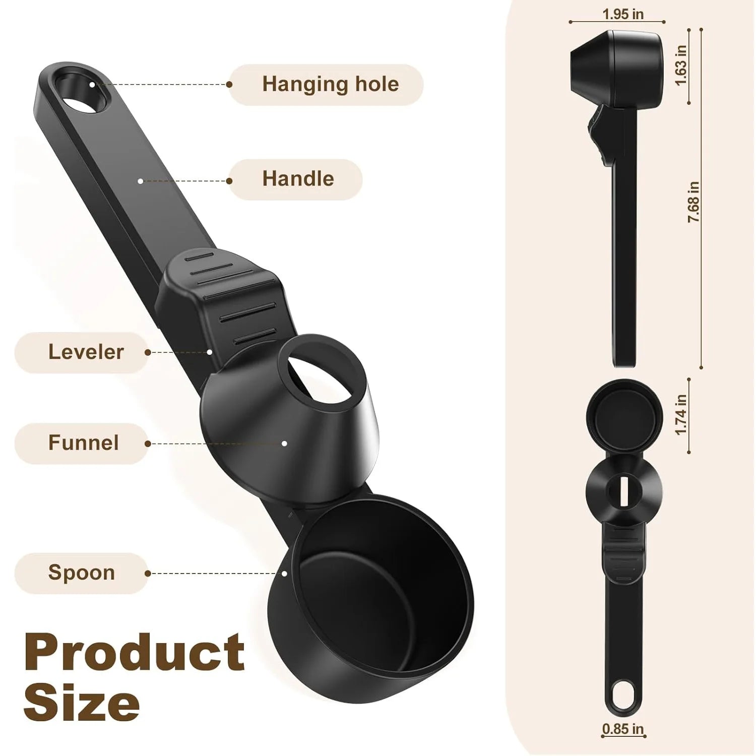 SmartFill™ Multi-Purpose Measuring Scoop & Funnel – Easy Filling Tool for Coffee, Protein Powder, Tea & More