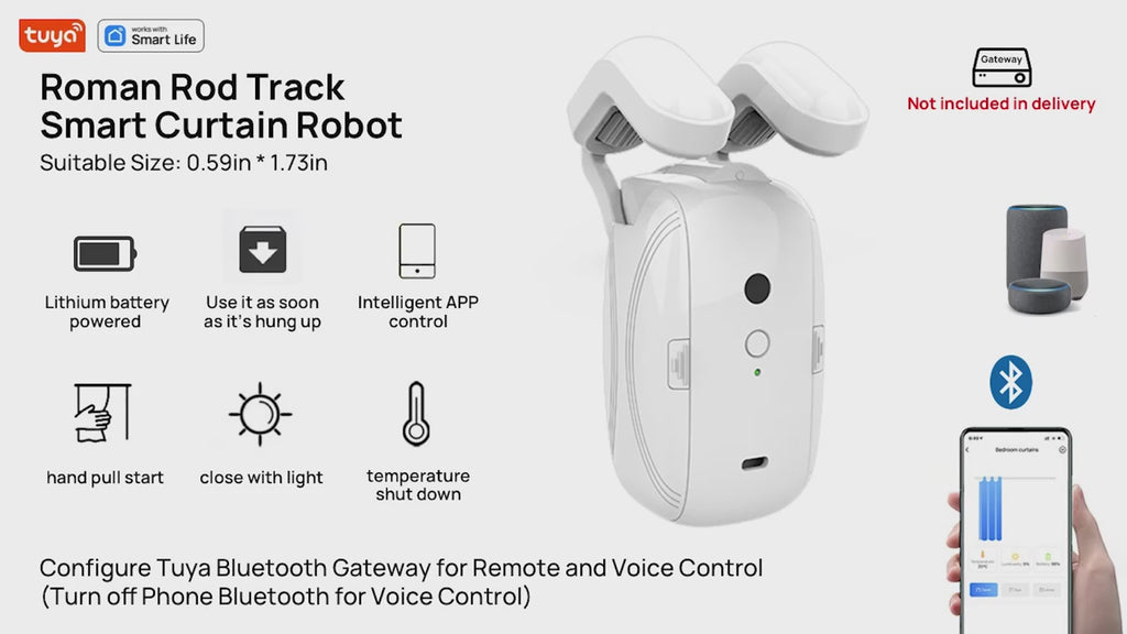 Truvomart Smart Roman Rod Curtain Robot™ – WiFi automatischer Vorhangöffner